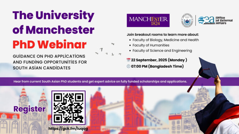 PhD Opportunities at The University of Manchester – South Asia Webinar