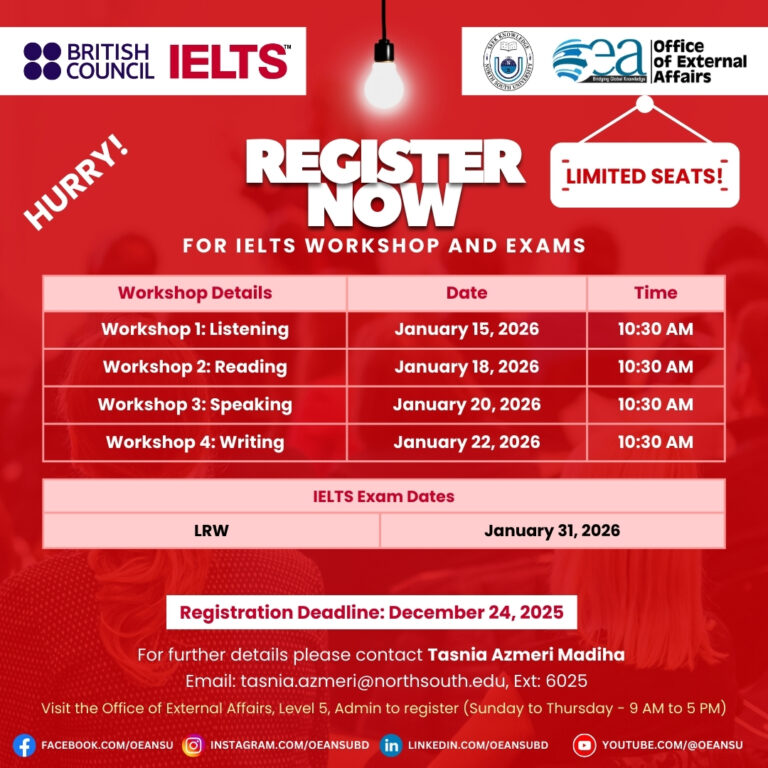 Next and LAST PAPER-BASED IELTS exam to be held at NSU on 31st January 2026