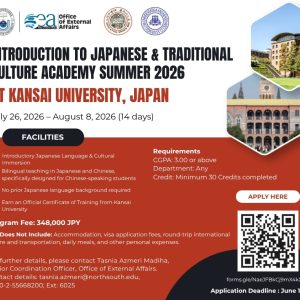Introduction to Japanese & Traditional Culture Academy Summer 2026 at Kansai University, Japan