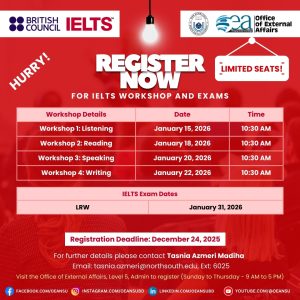 Next and LAST PAPER-BASED IELTS exam to be held at NSU on 31st January 2026