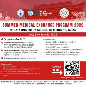 Summer Medical Exchange Program 2026, Niigata University School of Medicine, Japan