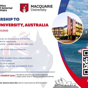🌟 Exciting Opportunity for BBA students 🌏 Call for Applications: 100% Scholarship to Macquarie University, Australia (July 2026 Intake)