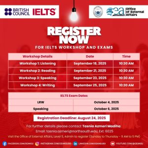 IELTS Exam at NSU – Next IELTS exam to be held at NSU on 4th October 2025 (Limited Seats Available!)