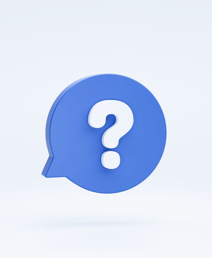Question mark on bubble speech sign or symbol icon 3d rendering